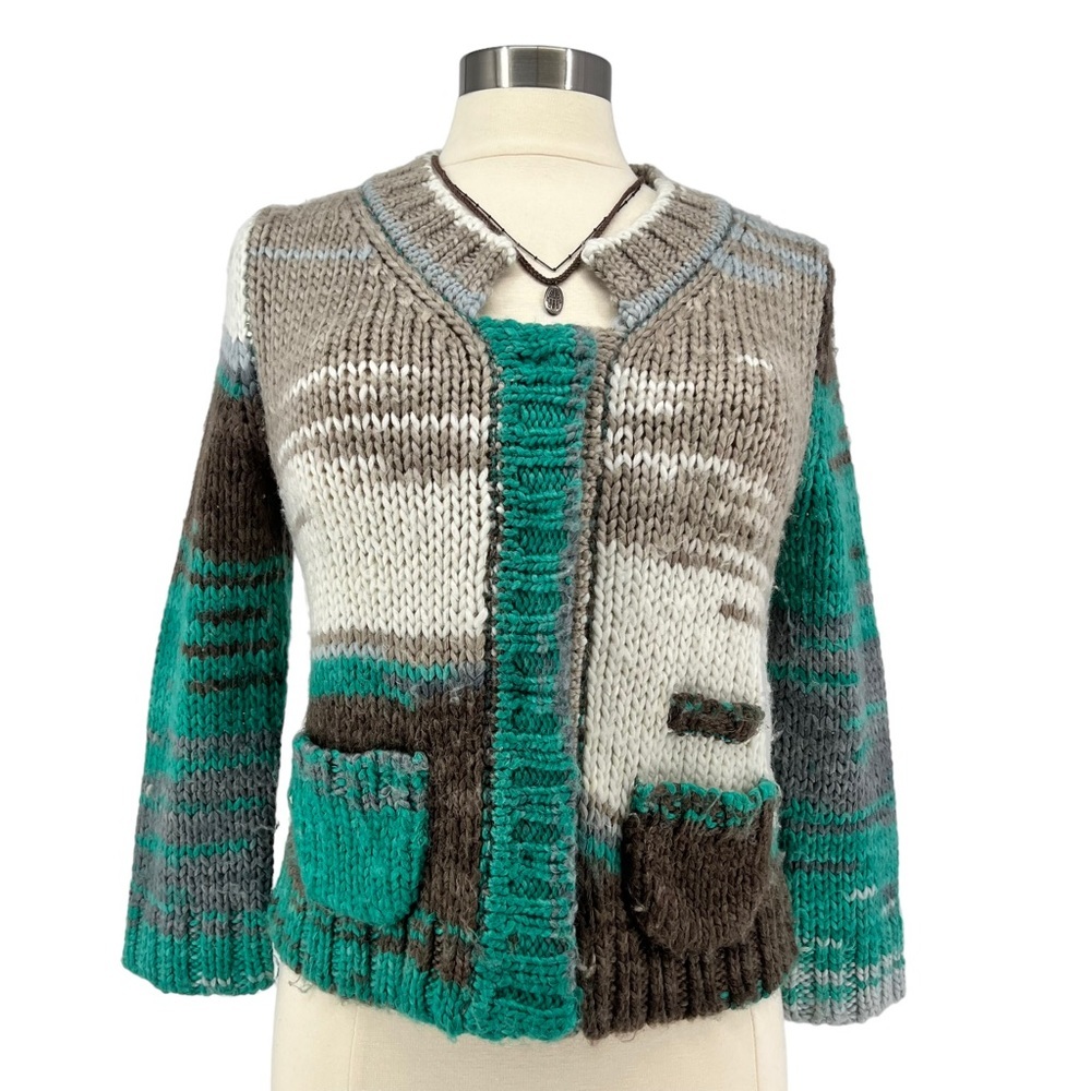 ANTHROPOLOGIE Shae Cropped Wool Blend Cardigan M - Picture 3 of 9